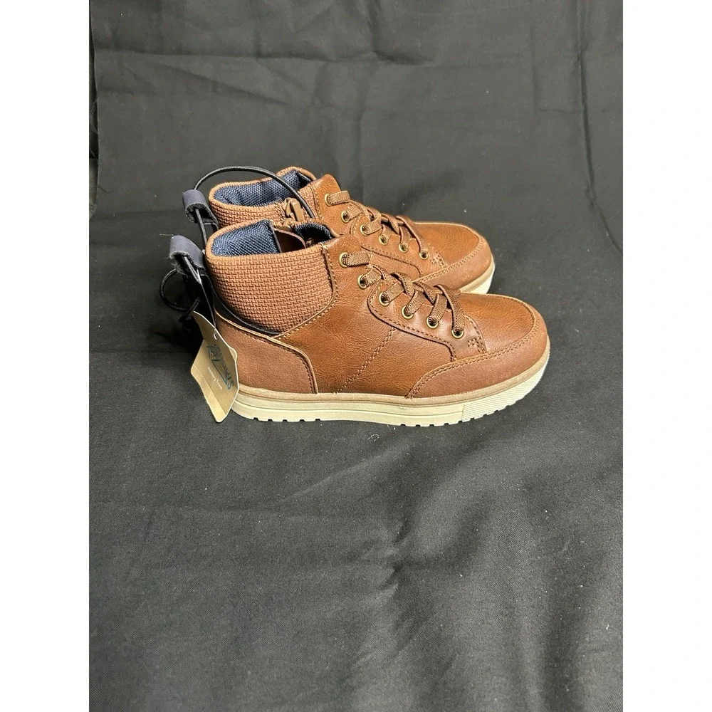 NWT Thereabouts Memory Foam Boys Dress Shoes Size 11 Tan And Navy Blue